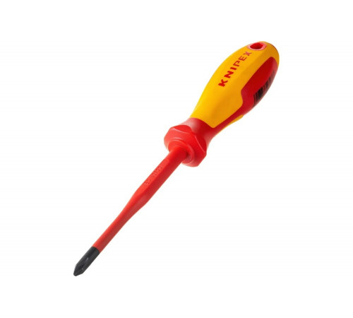 Крестовая отвертка KNIPEX PH2 тонкая, VDE, длина лез 100 мм, L-212 мм KN-982402SL Крестовая отвертка KNIPEX PH2 тонкая, VDE, длина лез 100 мм, L-212 мм KN-982402SL