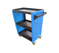 Инструментальная тележка KraftWell с 3 открытыми полками и перфорированными боковинами KRW-T3PB