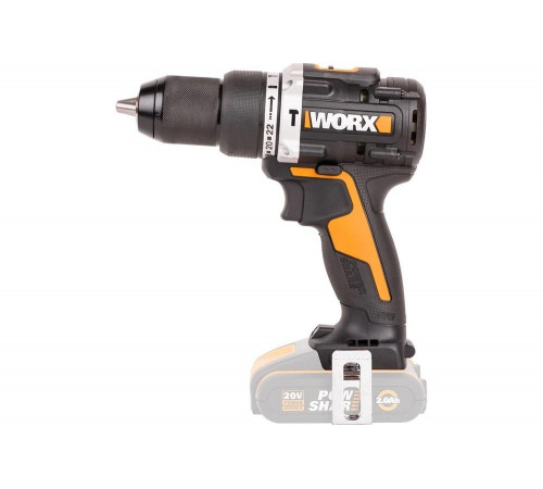 Ударная аккумуляторная дрель-шуруповерт WORX 60 Нм, 20 В, бесщеточная, без АКБ и ЗУ WX352.9 Ударная аккумуляторная дрель-шуруповерт WORX 60 Нм, 20 В, бесщеточная, без АКБ и ЗУ WX352.9