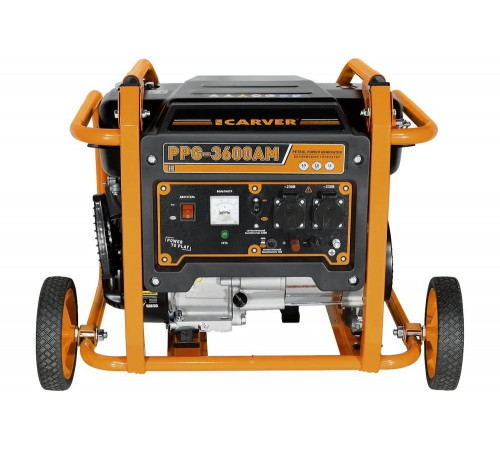 Генератор CARVER PPG- 3600АM бензин LT-168F-1, 2,5/2,8 кВт, 220В, бак 15 л, колеса 01.020.00026 Генератор CARVER PPG- 3600АM бензин LT-168F-1, 2,5/2,8 кВт, 220В, бак 15 л, колеса 01.020.00026