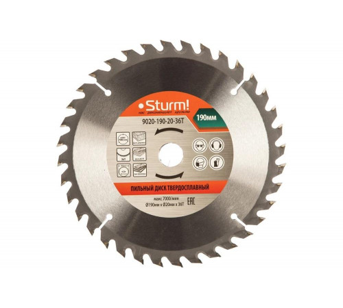 Sturm 9020-190-20-36T: Профессиональный пильный диск для точной резки Sturm 9020-190-20-36T: Профессиональный пильный диск для точной резки