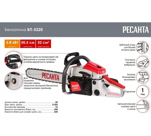 Бензопила Ресанта БП-5220 Бензопила Ресанта БП-5220