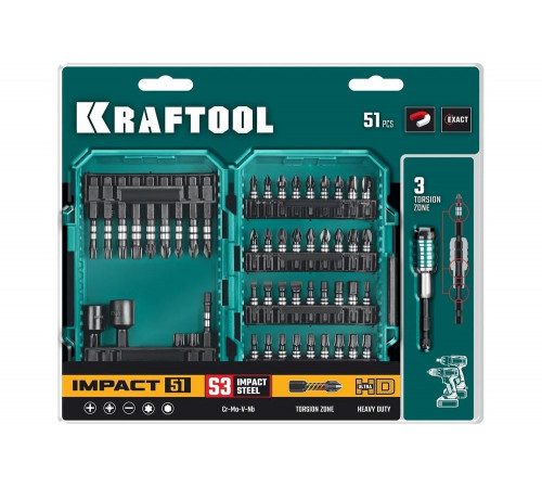 Набор ударных бит KRAFTOOL Impact-51 51 предмет 26066-H51 Набор ударных бит KRAFTOOL Impact-51 51 предмет 26066-H51