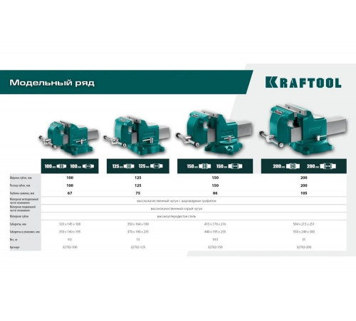 Слесарные тиски KRAFTOOL Grand 200 мм 32702-200 Слесарные тиски KRAFTOOL Grand 200 мм 32702-200