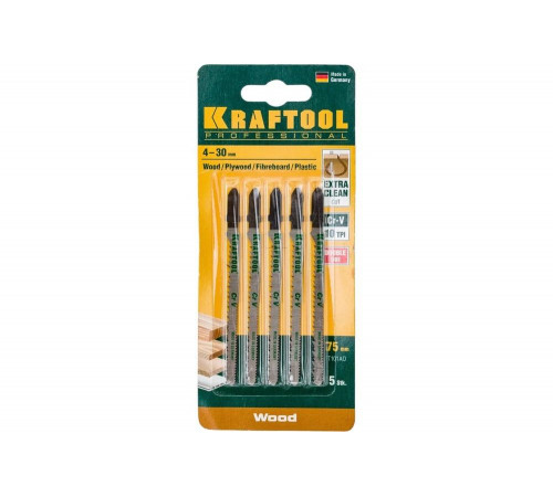 Пилки Kraftool для электролобзика по дереву 75x2.5 мм фигурный рез 5 шт. EU 159514-2.5-S5 Пилки Kraftool для электролобзика по дереву 75x2.5 мм фигурный рез 5 шт. EU 159514-2.5-S5