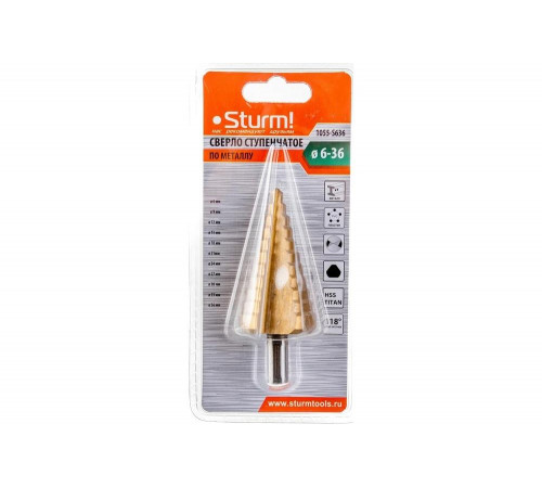 Ступенчатое сверло по металлу Sturm 1055-S636 Ступенчатое сверло по металлу Sturm 1055-S636