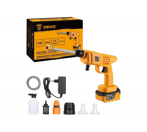 Мойка высокого давления аккумуляторная DEKO DKCW25, 40 бар, 1x4.0Ач 063-4490 Мойка высокого давления аккумуляторная DEKO DKCW25, 40 бар, 1x4.0Ач 063-4490