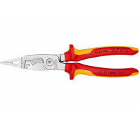 Электромонтажные клещи Knipex VDE, 6-в-1, 200 мм, диэлектрические, хром, 2К ручки, KN-1386200SB