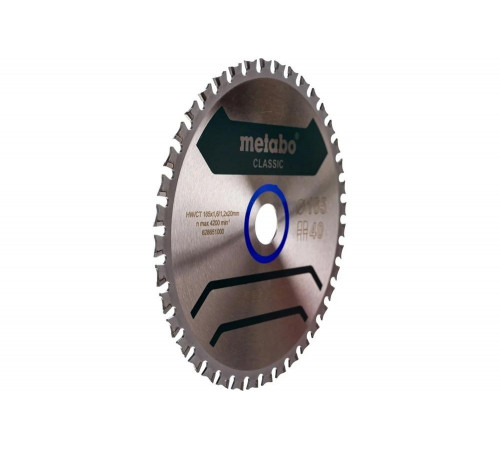 Диск пильный SteelCutClassic (165x20 мм; 40FZFA) Metabo 628651000