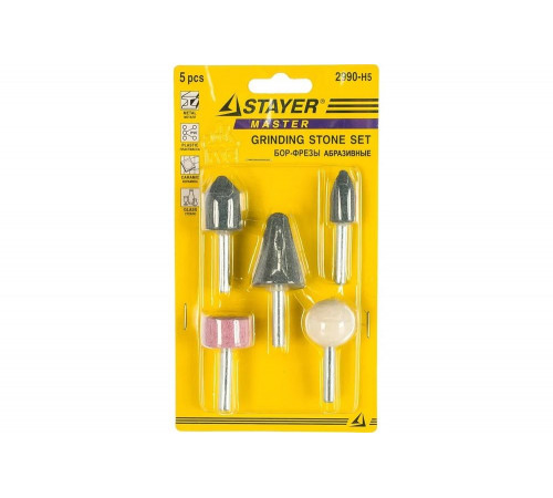 STAYER 5 шт., хвостовик Ø 6 мм, набор абразивных мини-шарошек насадок 2990-H5 Master