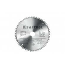 Пильный диск по алюминию KRAFTOOL Multi material 216x30 мм, 64Т 36953-216-30