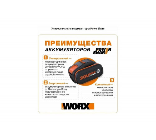 Аккумуляторная болгарка (ушм) WORX WX803.9