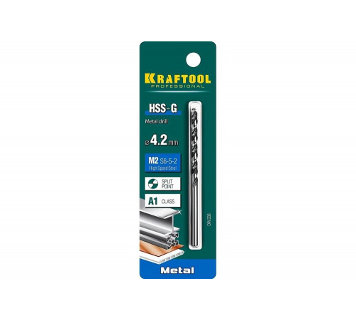KRAFTOOL Ø 4.2 х 75 мм, HSS-G, сталь М2 (S6-5-2), класс A, сверло по металлу 29651-4.2 Pro KRAFTOOL Ø 4.2 х 75 мм, HSS-G, сталь М2 (S6-5-2), класс A, сверло по металлу 29651-4.2 Pro