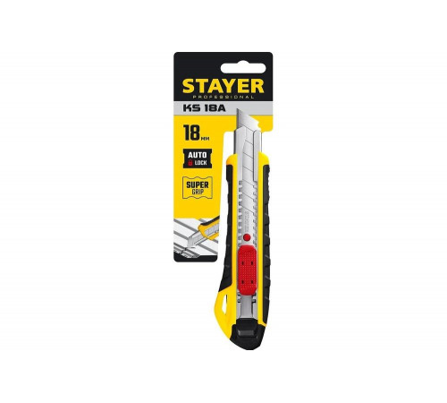 STAYER 18 мм, сегментированное лезвие, автостоп, нож KS-18A 0916_z01