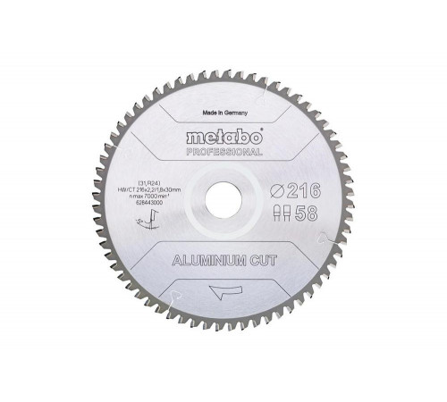 Диск пильный Aluminium Cut Professional (216x30 мм; 58Z; FZ/TZ5neg) Metabo 628443000 Диск пильный Aluminium Cut Professional (216x30 мм; 58Z; FZ/TZ5neg) Metabo 628443000