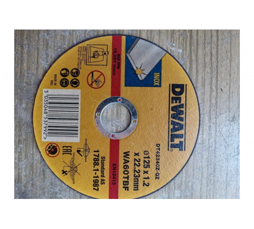 Круг отрезной по металлу INDUSTRIAL (125х22,2 мм) DEWALT DT42340Z