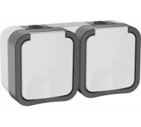 Розетка IEK Tors 2-ая с з/к кр. горизонтальная 16а ip55 ts222 белый TS-R26-16-55-G-K41