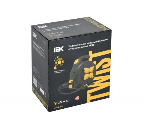 Удлинитель IEK Twist катушка ук15 2p+pe/15м, 3x1,5мм2, КГ, автосмотка, ip44 TW-KP27-16-04-15-44 Удлинитель IEK Twist катушка ук15 2p+pe/15м, 3x1,5мм2, КГ, автосмотка, ip44 TW-KP27-16-04-15-44