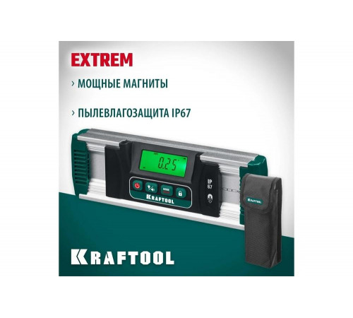 KRAFTOOL диапазон 0-360°, HOLD, подсветка экрана, IP67, точность 0.05°, уровень-уклономер электронный EXTREM 34686 KRAFTOOL диапазон 0-360°, HOLD, подсветка экрана, IP67, точность 0.05°, уровень-уклономер электронный EXTREM 34686