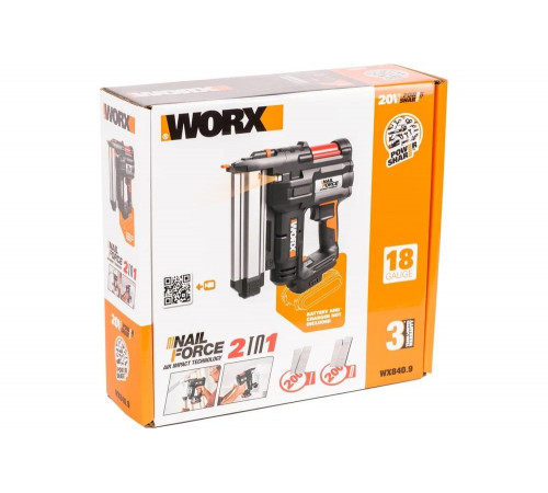 Аккумуляторный гвозде-скобозабиватель WORX 20 В ,без АКБ и ЗУ WX840.9 Аккумуляторный гвозде-скобозабиватель WORX 20 В ,без АКБ и ЗУ WX840.9