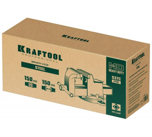 KRAFTOOL 150 мм, стальные слесарные тиски STEEL 32701-150 KRAFTOOL 150 мм, стальные слесарные тиски STEEL 32701-150