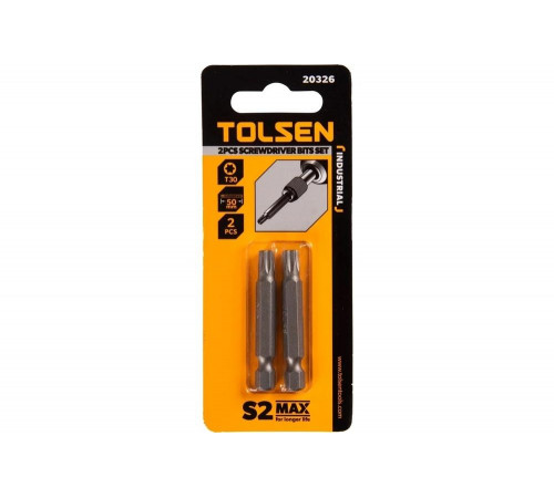 Набор вставок бит торцевых 1/4", Torx, T30, 50 мм, 2 шт TOLSEN TT20326 Набор вставок бит торцевых 1/4", Torx, T30, 50 мм, 2 шт TOLSEN TT20326
