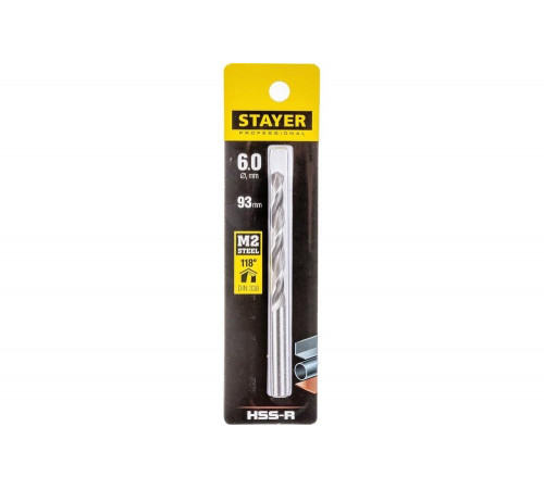 STAYER Ø 6 х 93 мм, сверло спиральное по металлу 29602-6 Professional STAYER Ø 6 х 93 мм, сверло спиральное по металлу 29602-6 Professional