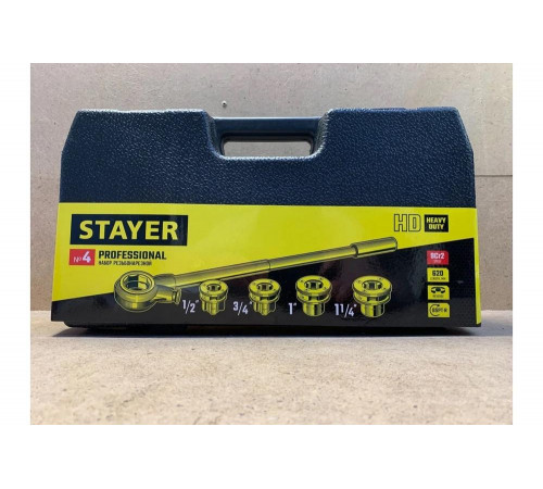 STAYER 5 предметов, 1/2" - 1 1/4", в пластмассовом боксе, набор резьбонарезной трубный №4 28260-H4 STAYER 5 предметов, 1/2" - 1 1/4", в пластмассовом боксе, набор резьбонарезной трубный №4 28260-H4
