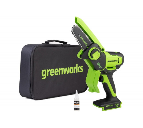 Цепная мини пила аккумуляторная GreenWorks 24V, 10см, c 1хАКБ 2Ач с USB и ЗУ 2008207USB2 Цепная мини пила аккумуляторная GreenWorks 24V, 10см, c 1хАКБ 2Ач с USB и ЗУ 2008207USB2