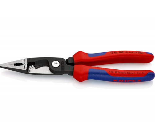 Электромонтажные клещи Knipex 6-в-1, 200 мм, чёрные, 2К ручки, KN-1382200SB Электромонтажные клещи Knipex 6-в-1, 200 мм, чёрные, 2К ручки, KN-1382200SB