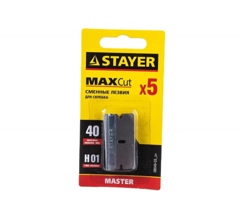 STAYER Н01, 40 мм, сменные лезвия для скребка 08549-S5_z01 STAYER Н01, 40 мм, сменные лезвия для скребка 08549-S5_z01