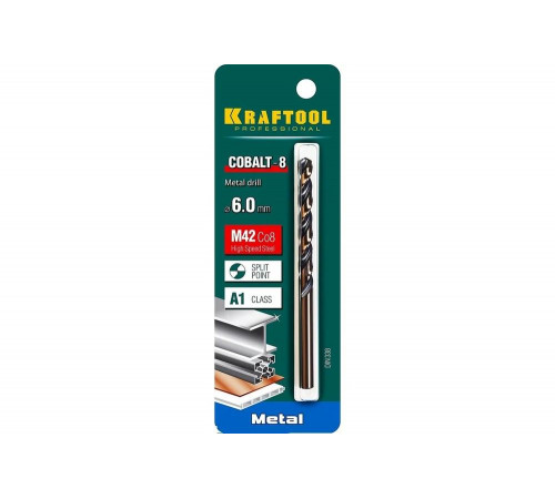 KRAFTOOL Ø 6 х 93 мм, HSS-Co (8%), класс A, сверло по металлу 29656-6 Pro