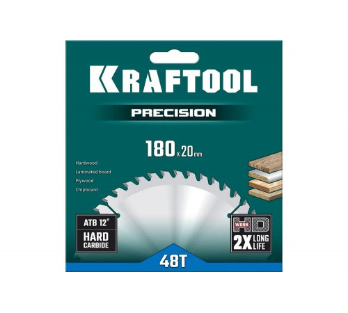 Диск пильный по дереву KRAFTOOL Precission 180x20 мм, 48T KRAFTOOL 36952-180-20
