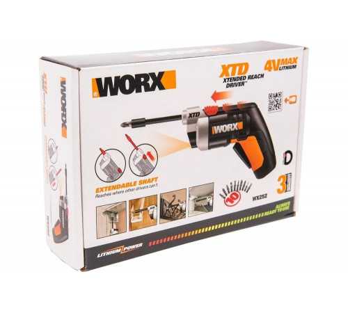 Аккумуляторная отвертка WORX + набор бит WX252 Аккумуляторная отвертка WORX + набор бит WX252