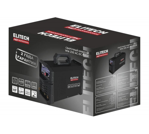 Инверторный сварочный аппарат Elitech HD WM 200 AC-DC Pulse 204476 Инверторный сварочный аппарат Elitech HD WM 200 AC-DC Pulse 204476