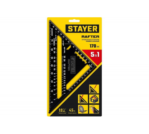 STAYER 180 мм, угольник кровельный универсальный 5-в-1 Rafter 34306-17 STAYER 180 мм, угольник кровельный универсальный 5-в-1 Rafter 34306-17