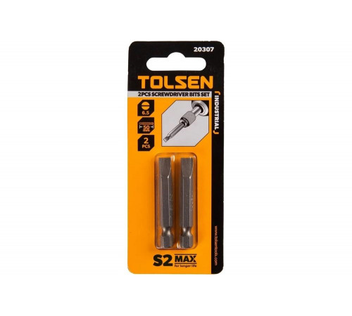 Набор вставок бит торцевых 1/4", Slotted, 6.5x1.2 мм, 50 мм, 2 шт TOLSEN TT20307