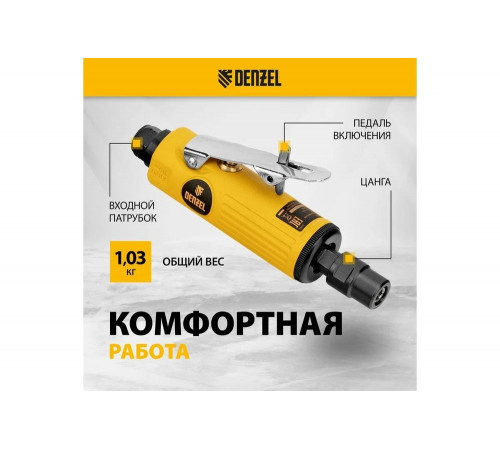 Прямая пневмошлифмашина Denzel pgs25000, 25000 об/мин, 10 шлиф. камней, цанга 3,6 мм, 113 л/мин. 57464 Прямая пневмошлифмашина Denzel pgs25000, 25000 об/мин, 10 шлиф. камней, цанга 3,6 мм, 113 л/мин. 57464