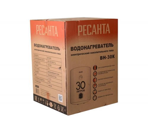 Накопительный водонагреватель Ресанта круглый ВН-30К 74/5/13 Накопительный водонагреватель Ресанта круглый ВН-30К 74/5/13