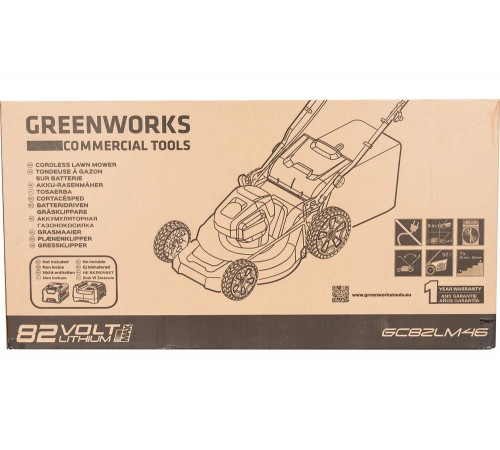 Аккумуляторная бесщеточная газонокосилка Greenworks 2502407 Аккумуляторная бесщеточная газонокосилка Greenworks 2502407