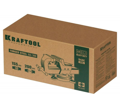 KRAFTOOL 200 мм, кованные стальные слесарные тиски FORGE 32700-200
