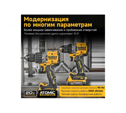 Бесщеточная дрель-шуруповерт Dewalt 20 В XR 2 АКБ XR Li-Ion DCD800D2T