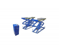Ножничный подъемник KraftWell короткий, 3200 кг, заглубляемый, цвет синий KRW3.2U_blue