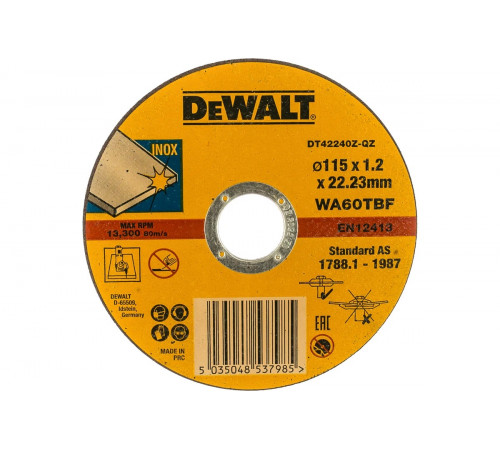 Круг отрезной по металлу INDUSTRIAL (115х22,2 мм) DEWALT DT42240Z