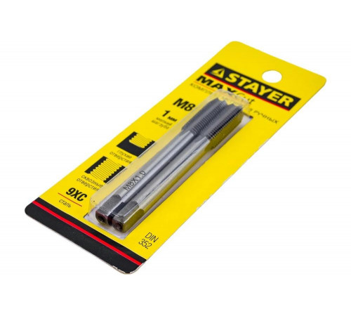 STAYER M8 х 1.0 мм, 2 шт., комплект метчиков MaxCut 28025-08-1.0-H2 STAYER M8 х 1.0 мм, 2 шт., комплект метчиков MaxCut 28025-08-1.0-H2