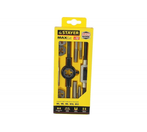STAYER 12 предметов, легированная сталь, набор метчиков и плашек MaxCut 28012-H12_z01 STAYER 12 предметов, легированная сталь, набор метчиков и плашек MaxCut 28012-H12_z01
