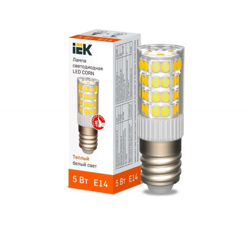 Светодиодная лампа IEK corn капсула 5вт 230в 3000к керамика e14 LLE-CORN-5-230-30-E14