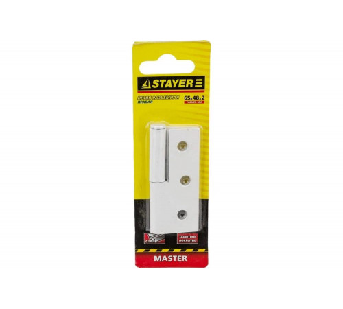 STAYER 65 x 48 x 2 мм, 1 шт., цвет белый, правая, петля разъемная 37613-65-2R Master STAYER 65 x 48 x 2 мм, 1 шт., цвет белый, правая, петля разъемная 37613-65-2R Master