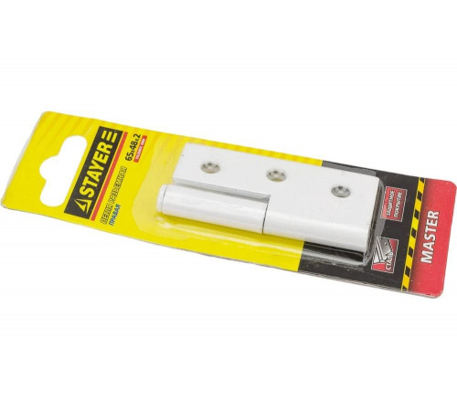 STAYER 65 x 48 x 2 мм, 1 шт., цвет белый, правая, петля разъемная 37613-65-2R Master STAYER 65 x 48 x 2 мм, 1 шт., цвет белый, правая, петля разъемная 37613-65-2R Master