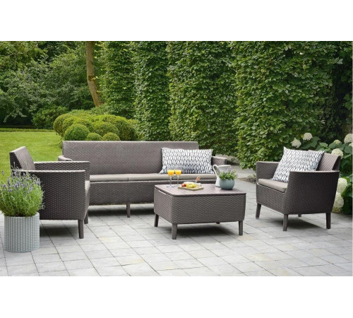 Комплект с тройным диваном Keter Salemo 3 seater set капучино 238589 Комплект с тройным диваном Keter Salemo 3 seater set капучино 238589